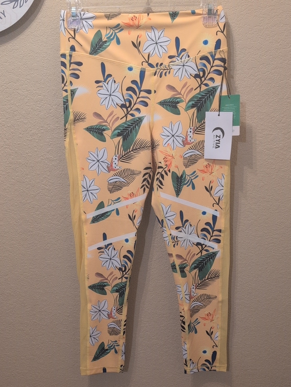 ZYIA Yellow Floral High-Rise Leggings